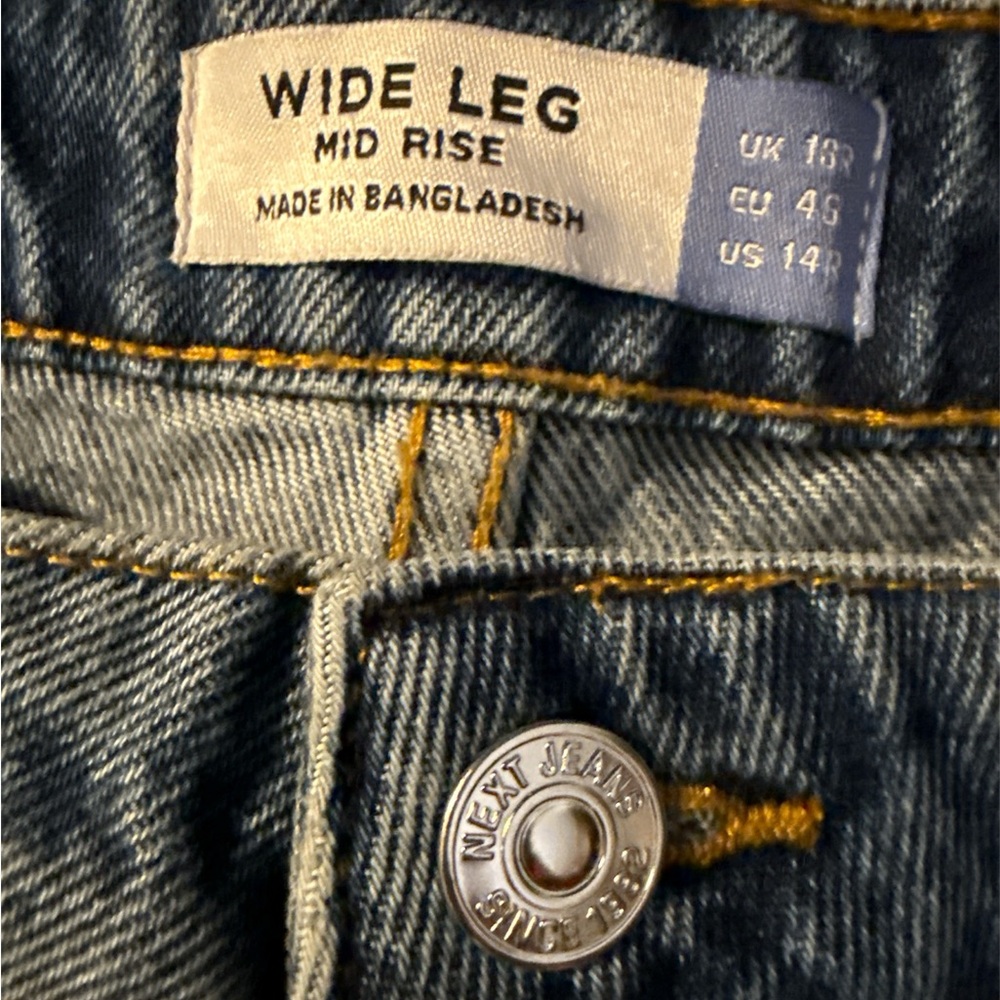 Next Wide Leg Mid Rise Jeans 14 R - Picture 4 of 6